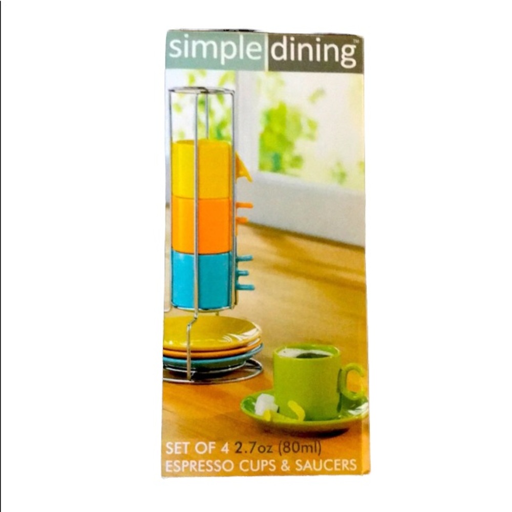 9 Pieces Ceramic Small Espresso Cup Set with Saucers and Metal Wire Rack